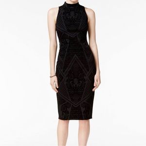 NWT Bar III black mock turtle neck midi dress with velvet accent
